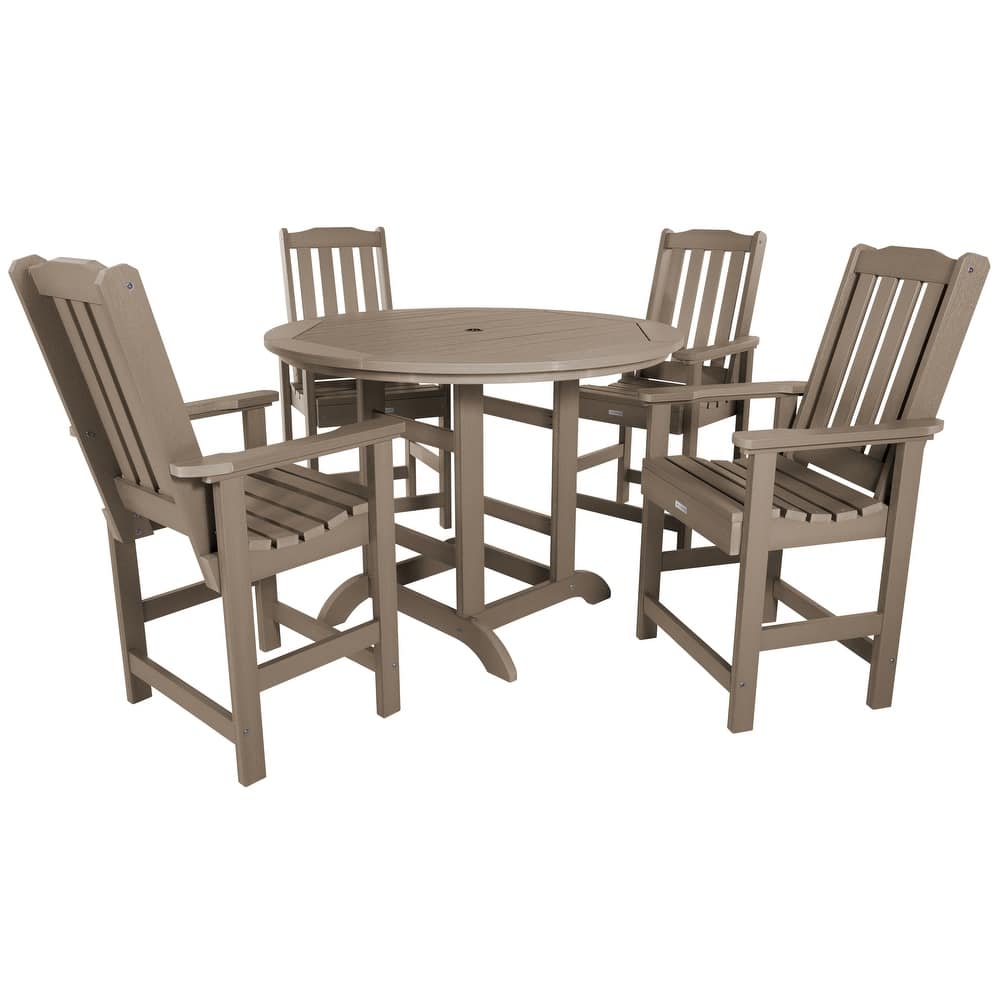 Lehigh 5-piece Outdoor Dining Set - 48" Round Table, Counter-height