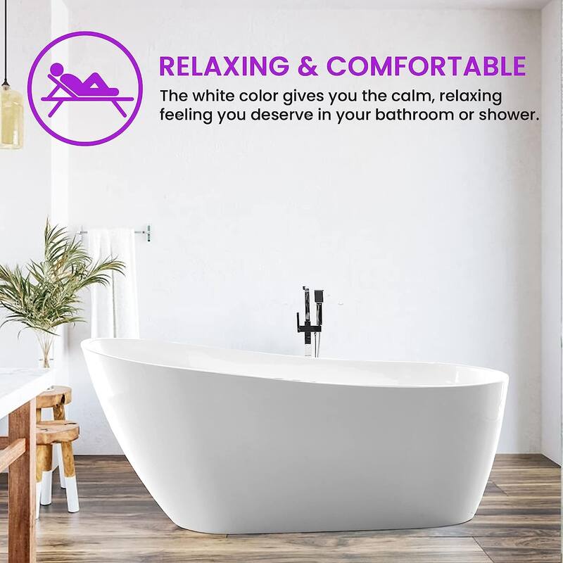 Vanity Art 55" Acrylic Freestanding Soaking Bathtub