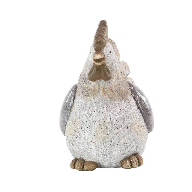 Polystone Chicken Indoor Outdoor Garden Sculpture - Gray - Roche River Decor