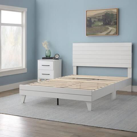 Brookside Mabel Shiplap Platform Bed Frame with Headboard