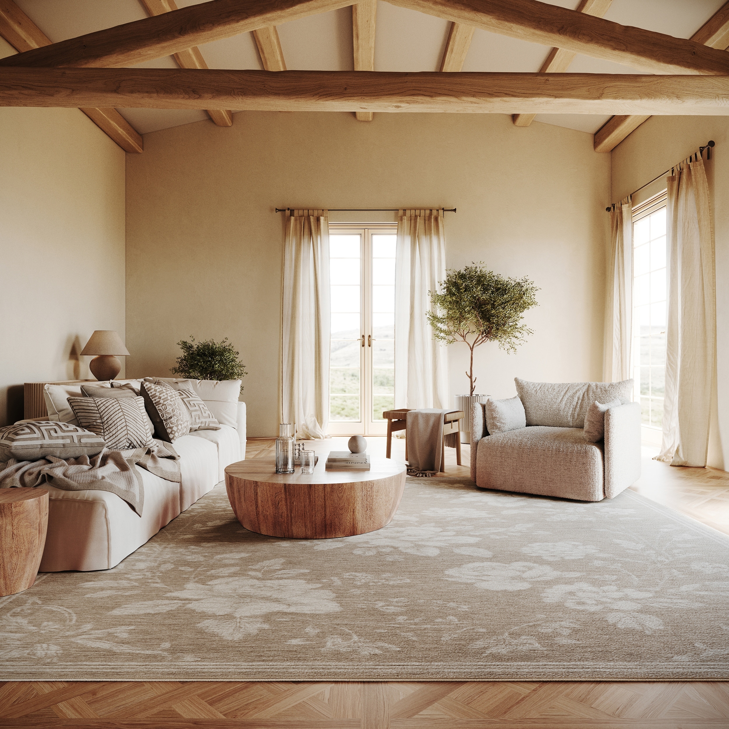 Nuloom Camiree Floral Farmhouse Washable Area Rug