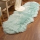 preview thumbnail 134 of 155, Silver Orchid Parrott Faux Fur Sheepskin Area Rug 2' x 6' Shaped - Teal