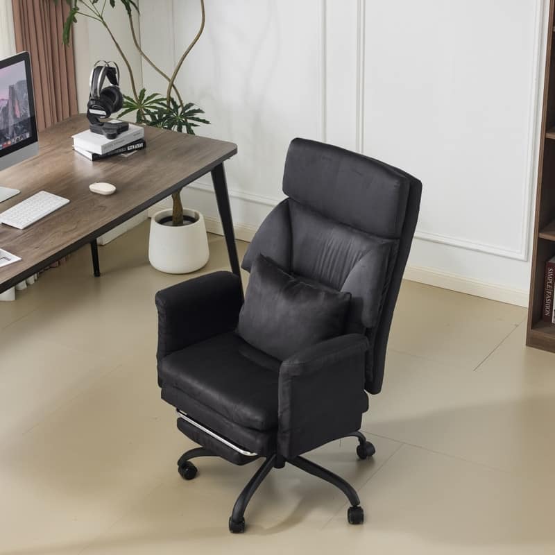 29.53 Inch High Back With Footrest Reclining Swivel Office Chair With Adjustable Arms - Black
