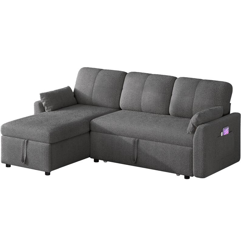 Moasis L-shaped 3-seater Reversible Sectional Sofa Bed Sleeper with Storage and Cushions
