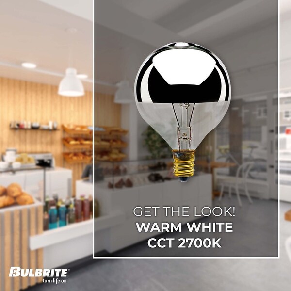 Bulbrite 40 Watt G16.5 Incandescent Dimmable Light Bulb Warm White 2700K E12 Cndelabra Base