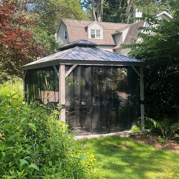 PURPLE LEAF Patio Gazebo for Light Grey Backyard Hardtop Galvanized Steel Frame with Upgrade Curtain