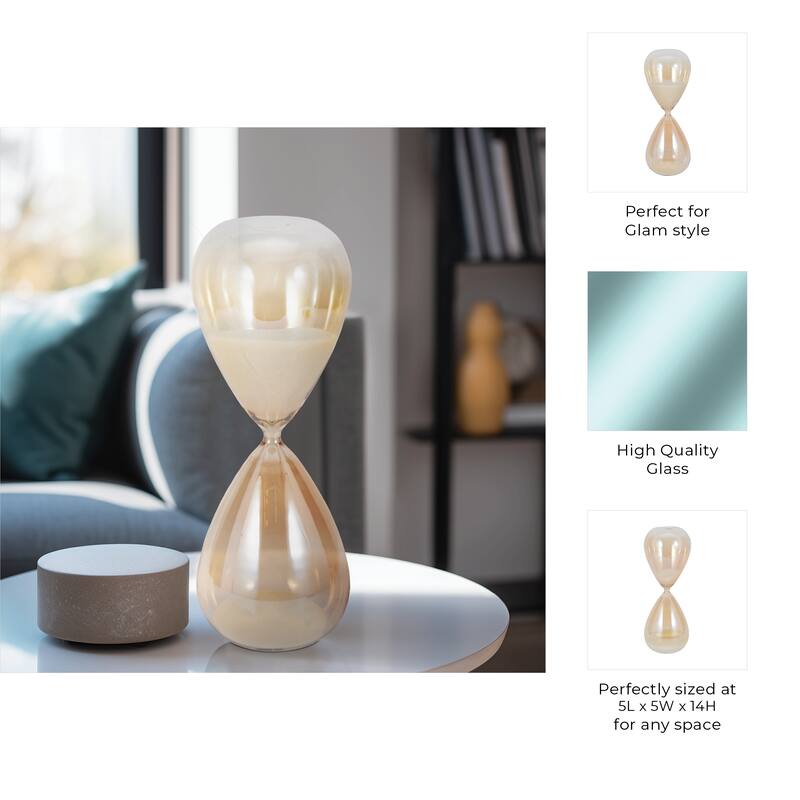 Modern Glass Hourglass Sculpture - Home Decor