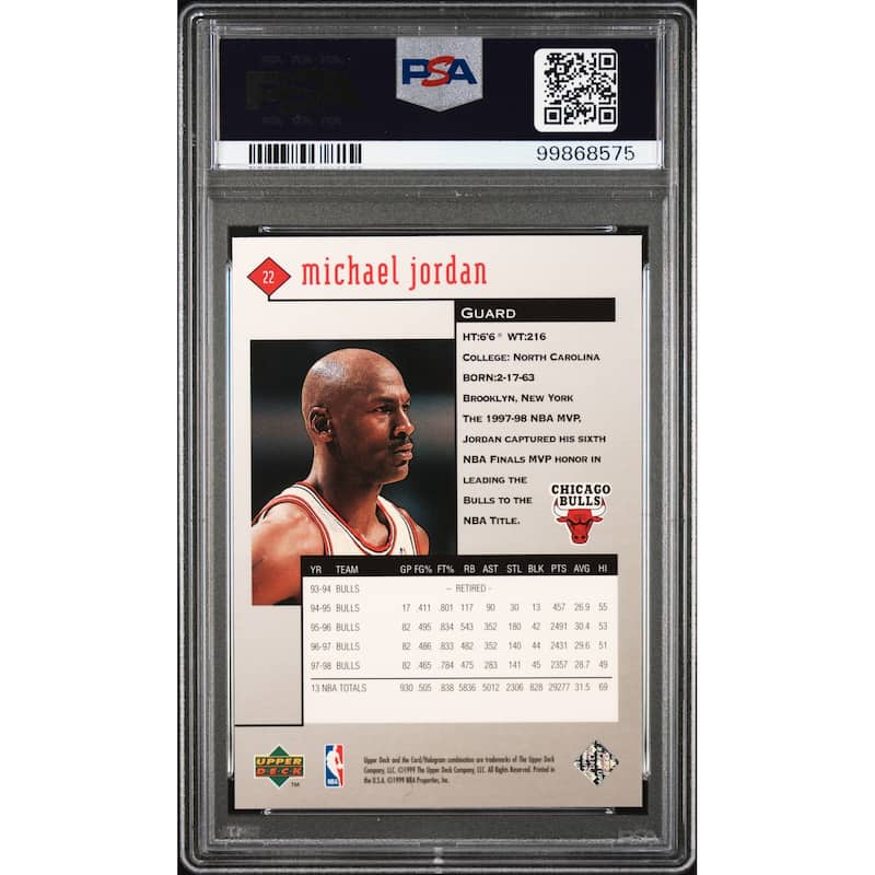 Michael Jordan 1998 Upper Deck Black Diamond Basketball Card #22 Graded PSA 9 - 8' x 11'