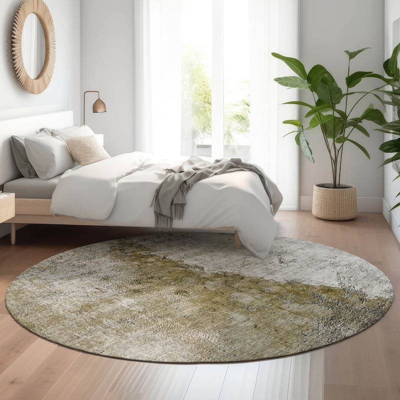 Premium Washable Super Soft Abstract Ridge Mayfield Rug - Brown - 8' x 8' - Round