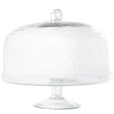 Glass Decorative Cake Stand with Glass Dome - Clear - Roche River Decor