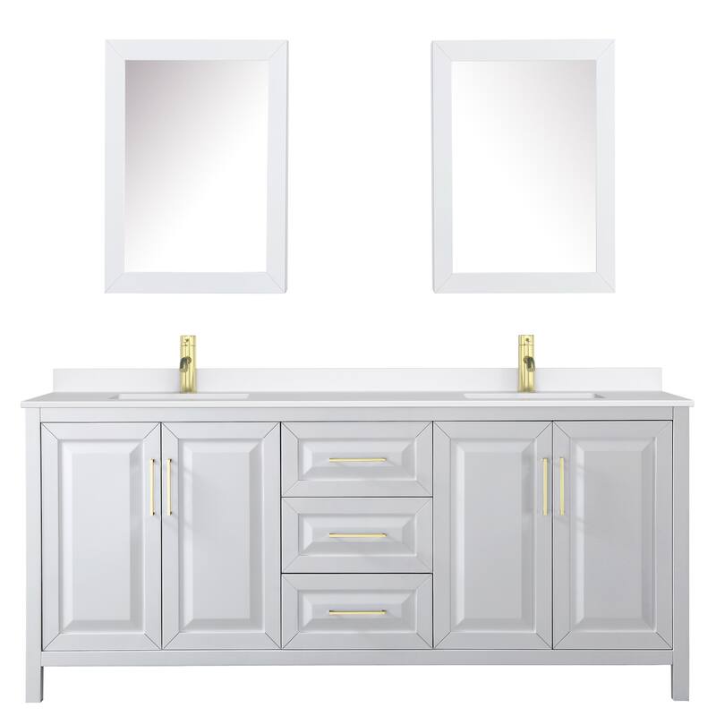Daria 80-inch Double Vanity, Single Hole Quartz Top, Med Cabinets