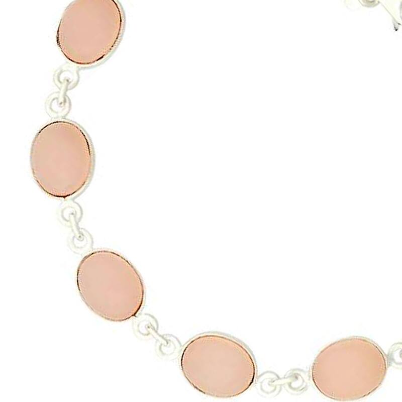 925 Sterling Silver Rose Agate Bracelet