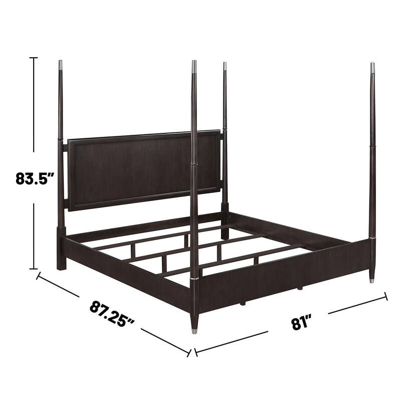 Wooden Poster Bed with Tapering Posts in Brown