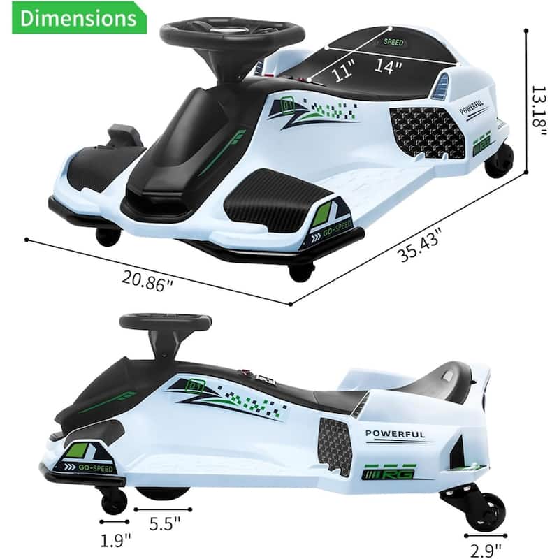 24V Kids Drift Go Kart, Electric Drifting Car with 180w Brushless Motor for Kids Best Gift