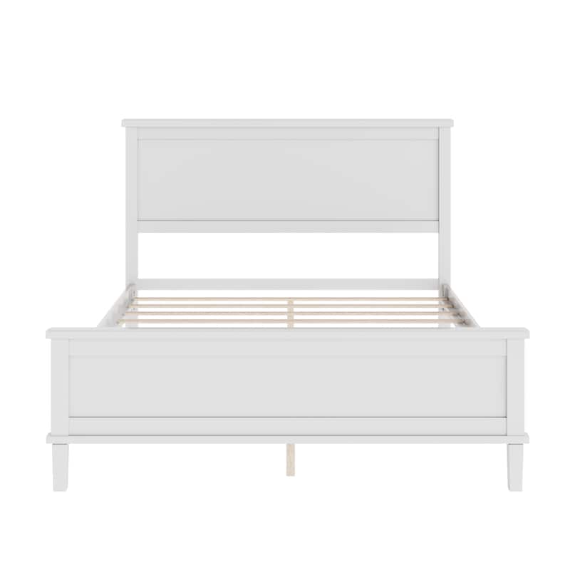 Wood Platform Bed Frame with Headboard, Wooden Panel Bed with Wood Slat Support and Under Bed Storage, No Box Spring Needed