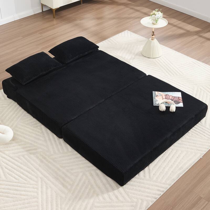 Rossetta Contemporary Square Space-Adaptive Foldable Design Corduroy Lasting Comfort Sofa, Easy to Assembly and Store