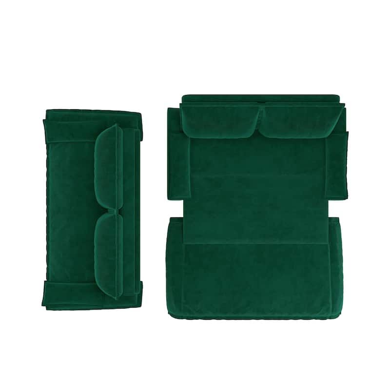 3-in-1 Convertible Velvet Sofa Bed, Pull-Out Queen Sleeper Bed, Chaise Lounge Sofa Daybed, Easy-to-Assemble