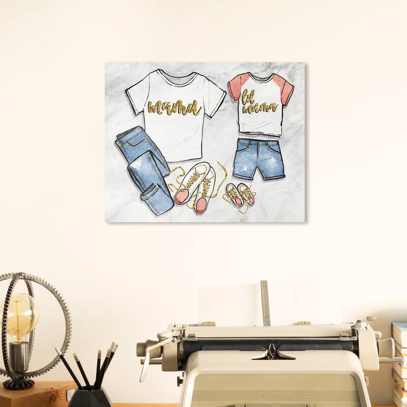 Wynwood Studio 'Mama and Lil Mama Wardrobe' Fashion and Glam Wall Art Canvas Print Outfits - White, Pink