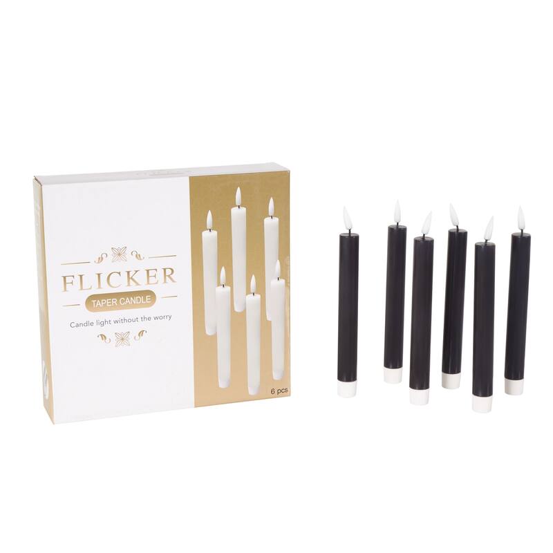Wax Indoor Outdoor Flameless Candle with Remote Control - Set of 6 Red, Black, White, Yellow, Blue or Pink - Roche River Decor