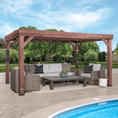 Backyard Discovery Brockton 14x10' Cedar Wood Pergola Kit w/ PowerPort