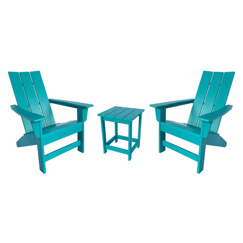 Hampton All Weather Poly Lumber Outdoor Modern Adirondack Chair and Table Set