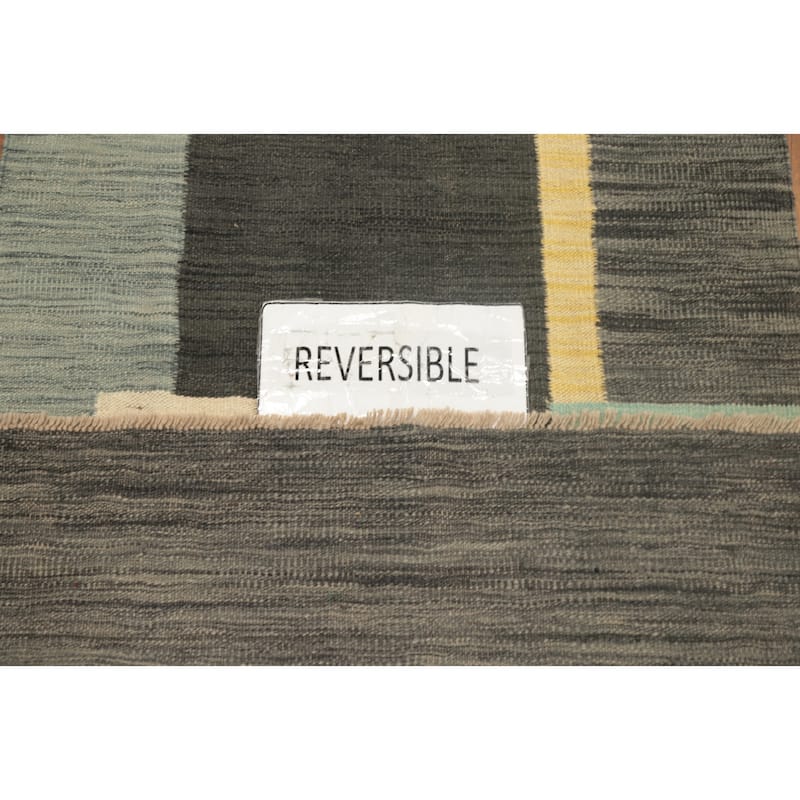Hand Woven Oriental 100% Wool Carpet Southwestern Modern Multi-Colored Kilim Runner Rug - 11' 9'' X 2' 7''