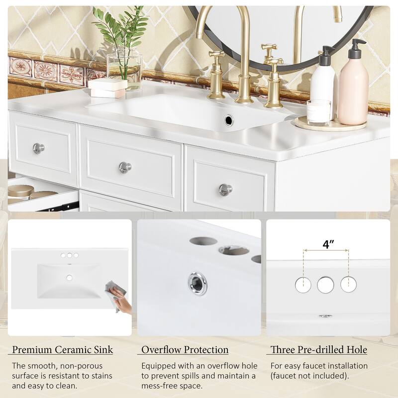 Versatile Bathroom Vanity with Ceramic Sink and Smart Storage by Harper&Bright Designs