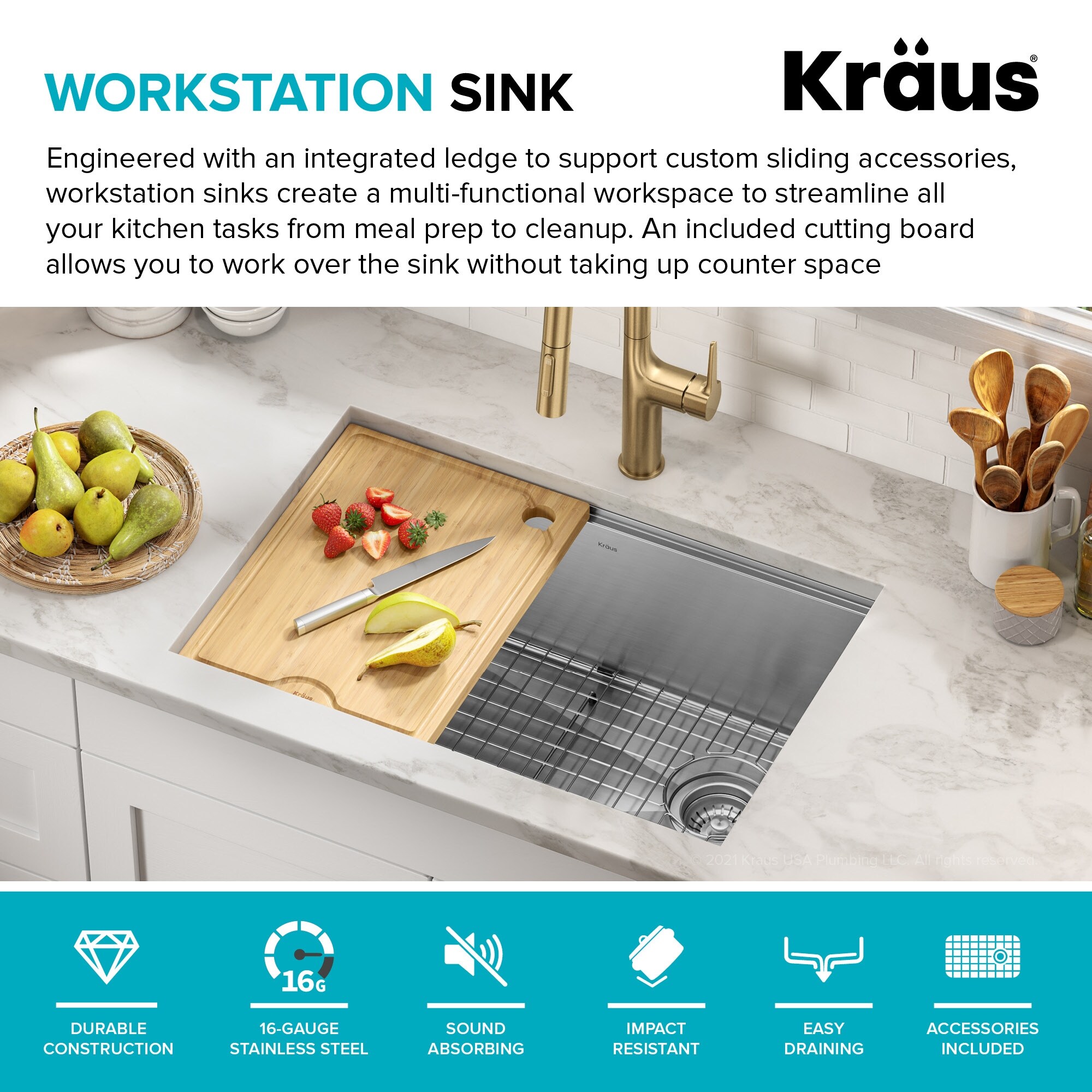 KRAUS Kore Workstation Undermount Stainless Steel Kitchen Sink (As Is Item)  Bed Bath  Beyond 34932024