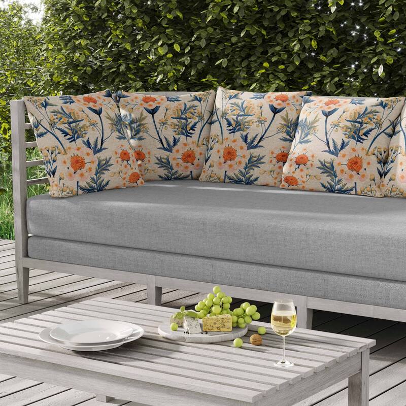 Millefolium Harmony Indoor/Outdoor Reversible Throw Pillow Blue and Orange