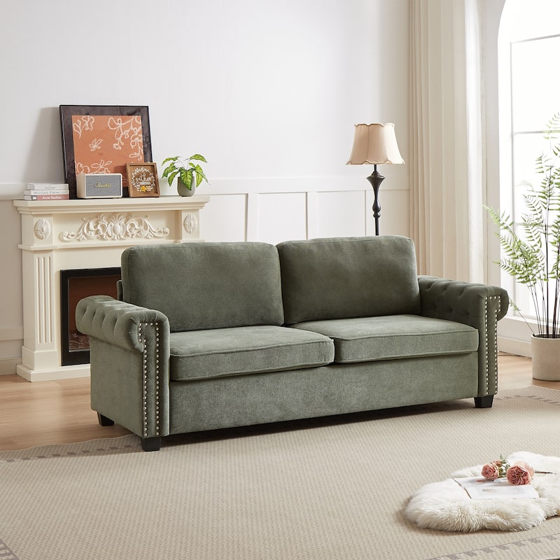 83.8" Convertible Sleeper Sofa,Sectional Sofa with Pull out Bed - Green