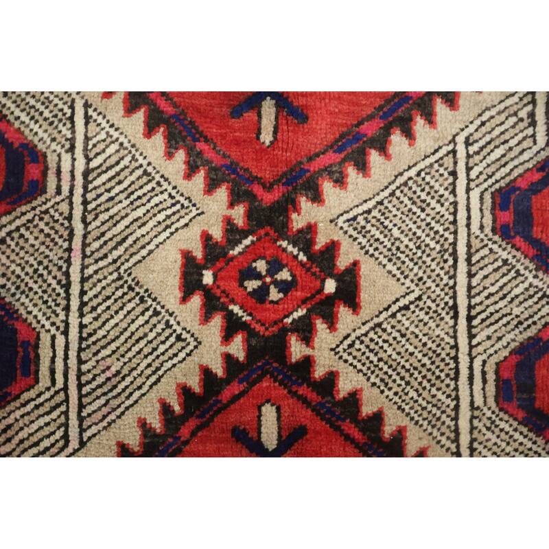 Hand Knotted Oriental 100% Wool Carpet Traditional Tribal Red Ardebil Runner Rug - 10' 6'' X 3' 8''