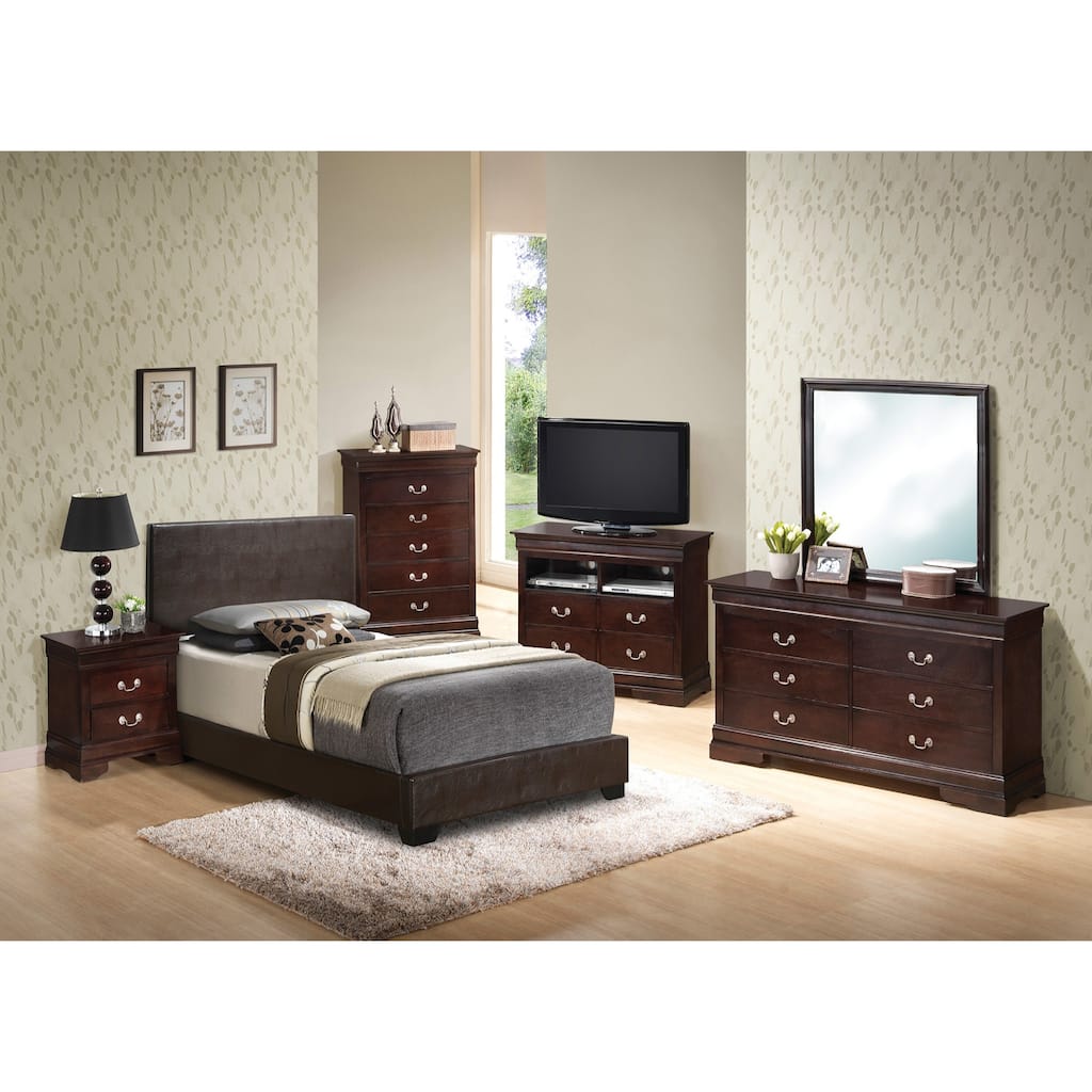Faux Leather Upholstered Panel Twin Bed - 81" - Brown