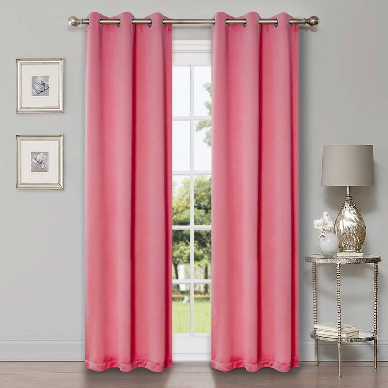 Superior Solid Machine Washable Room Darkening Grommet Curtains, Set of 2 - 42" x 96" - Pink