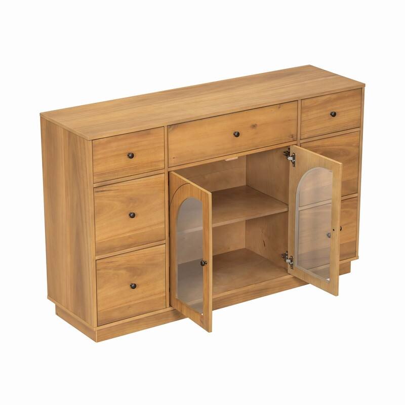 55.1" Large Storage Cabinet with 2 Doors and 7 Drawers for Living and Dining Room Organization