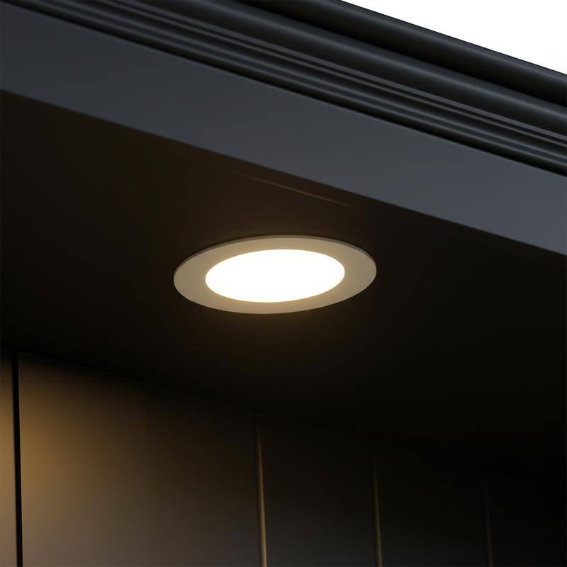 Farmhouse 78.75"Tall 4-Tier Display Shelf with Adjustable Glass Shelves and Dimmable Ceiling Light for Home Decor