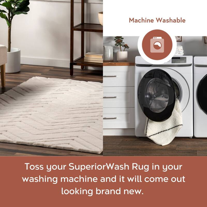 Nuloom Rae SuperiorWash Abstract Stripes Machine Washable Shag Area Rug