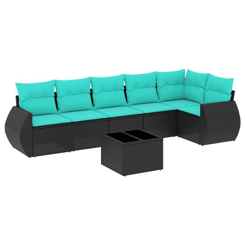vidaXL Patio Sofa Set with Cushions Outdoor Conversation Furniture Poly Rattan - 24.4 x 24.4 x 27.2
