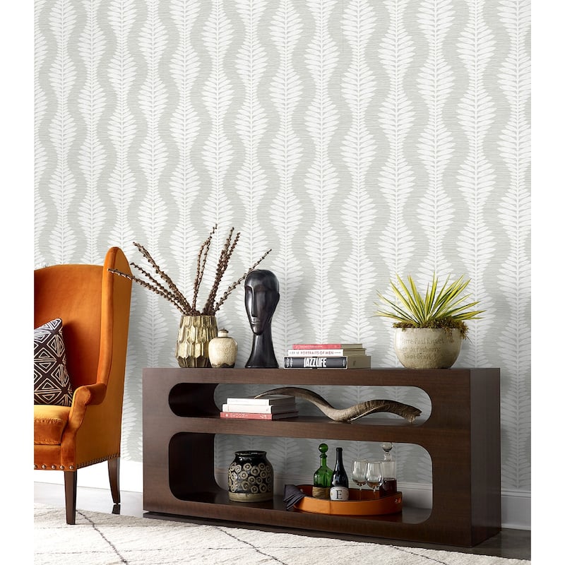 Lillian August Carina Leaf Ogee Embossed Vinyl Unpasted Wallpaper