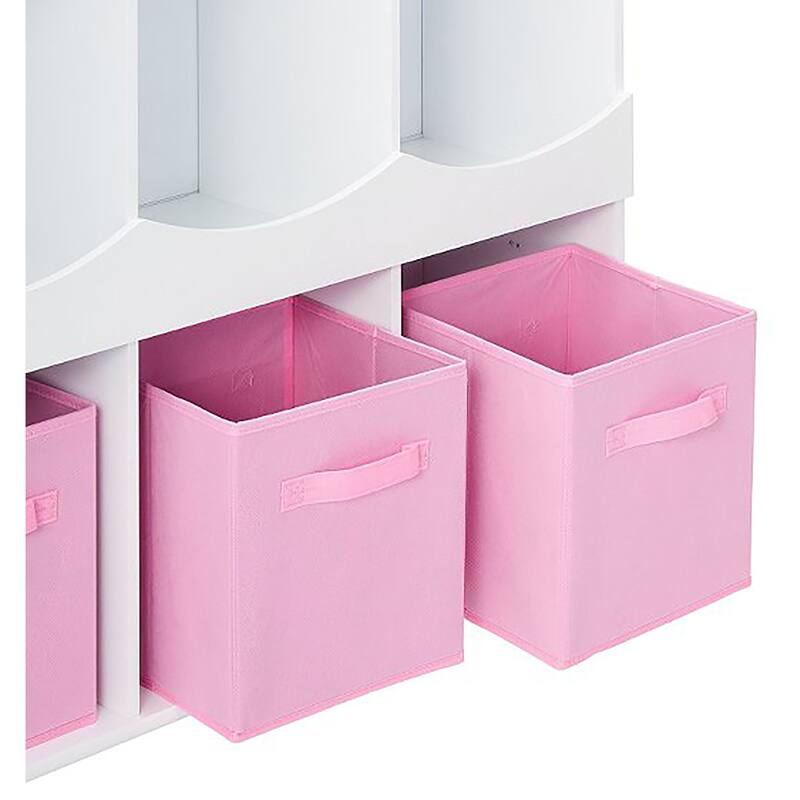 Children's White Storage Container with Pink Storage Bins.