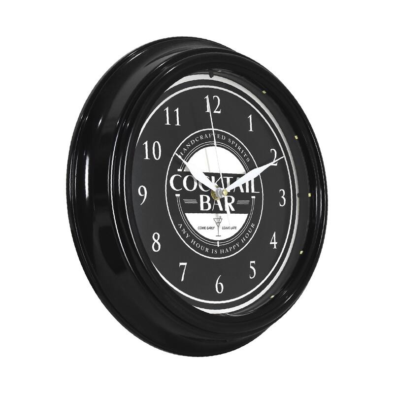 Corona Retro Round Neon Wall Analog Clock with Pull Chain - 14.5"
