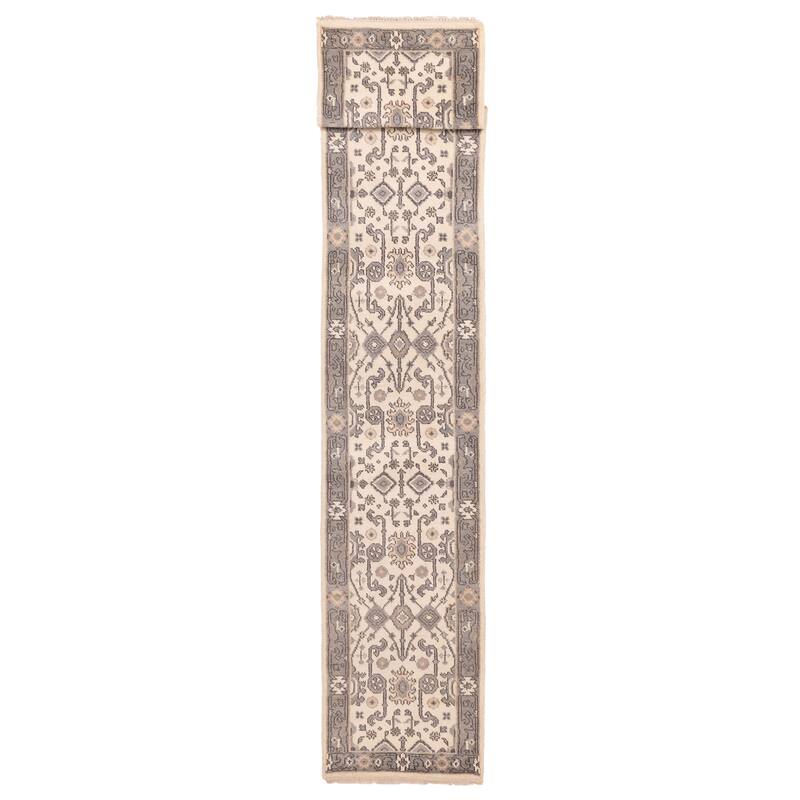 ECARPETGALLERY Hand-knotted Royal Oushak Cream Wool Rug - 2'6 x 19'3