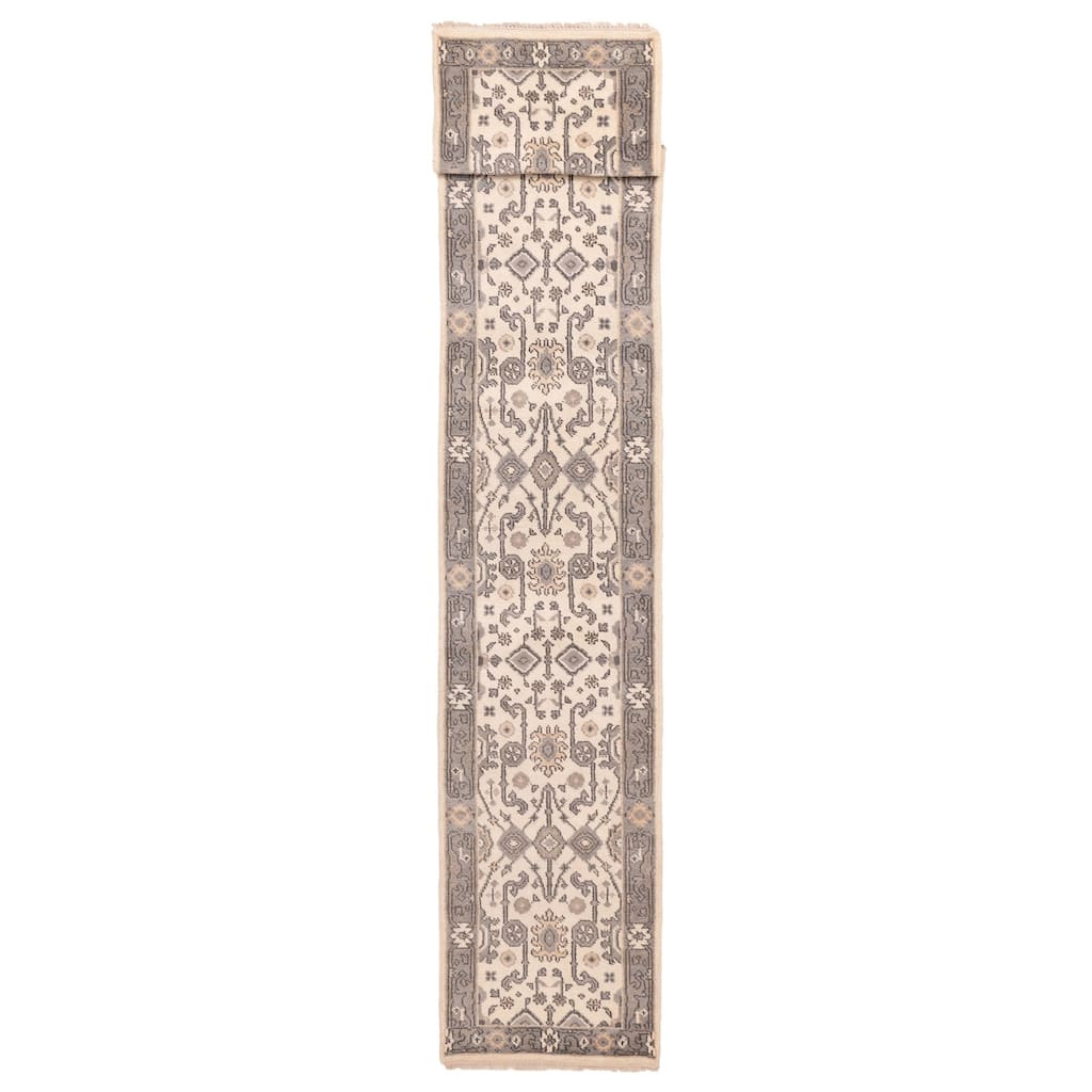 ECARPETGALLERY Hand-knotted Royal Oushak Cream Wool Rug - 2'6 x 19'3