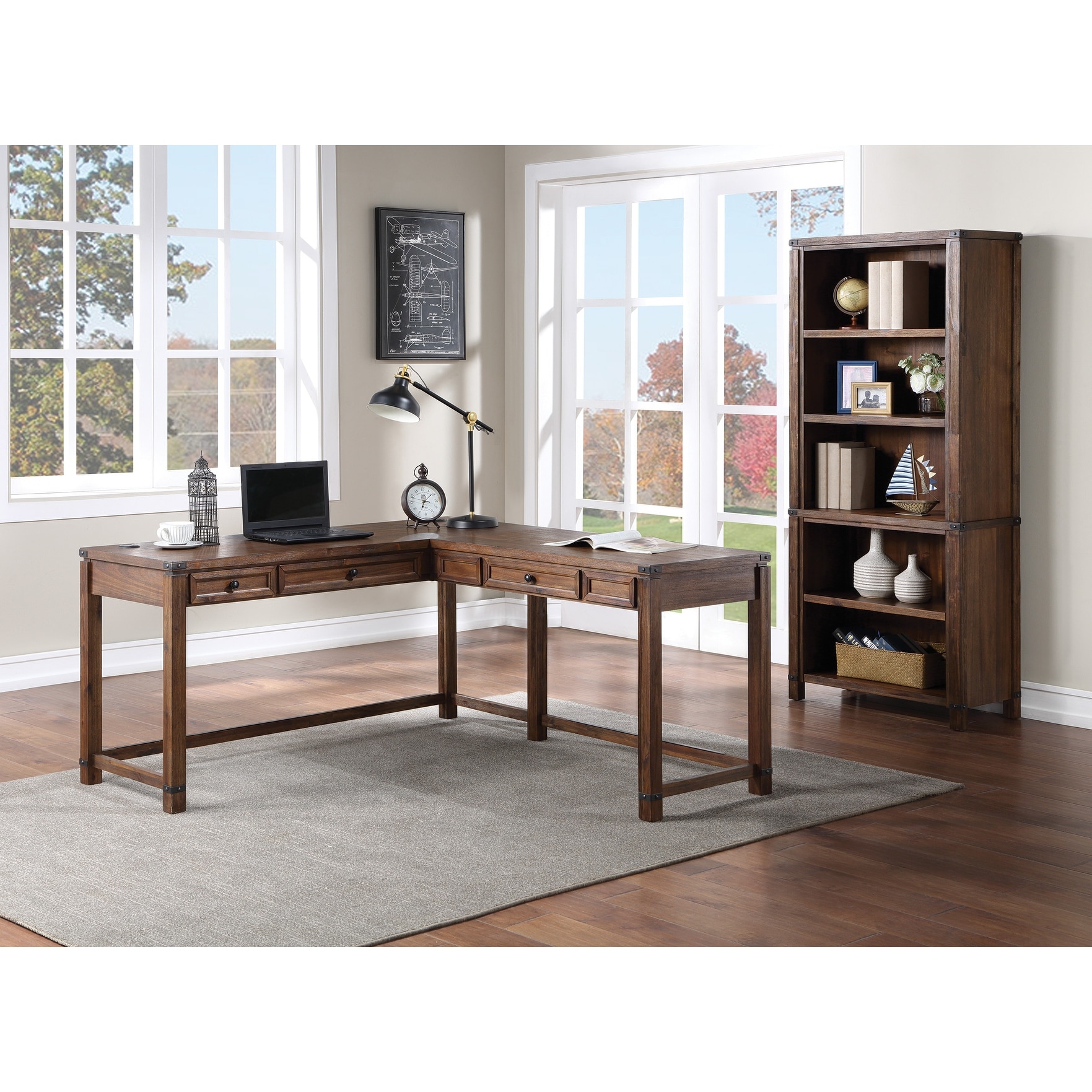 OSP Baton Rouge L-Shape Desk with Drawers