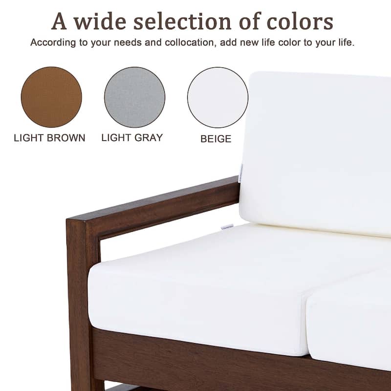 Patio Teak Wood Outdoor Loveseat with Cushion