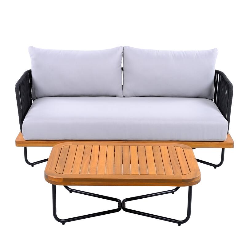 Christopher Knight Home - Jason Outdoor Acacia Wood Loveseat With Table