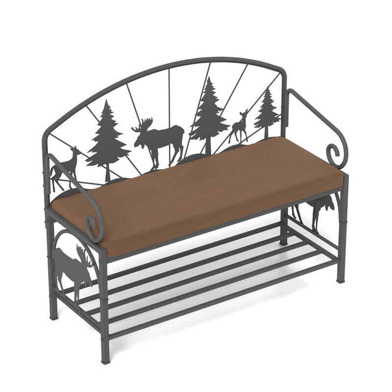 Shoe Rack Bench for Entryway, Industrial Bench, Rustic Shoe Rack for Small Spaces, Upholstered Entryway Bench
