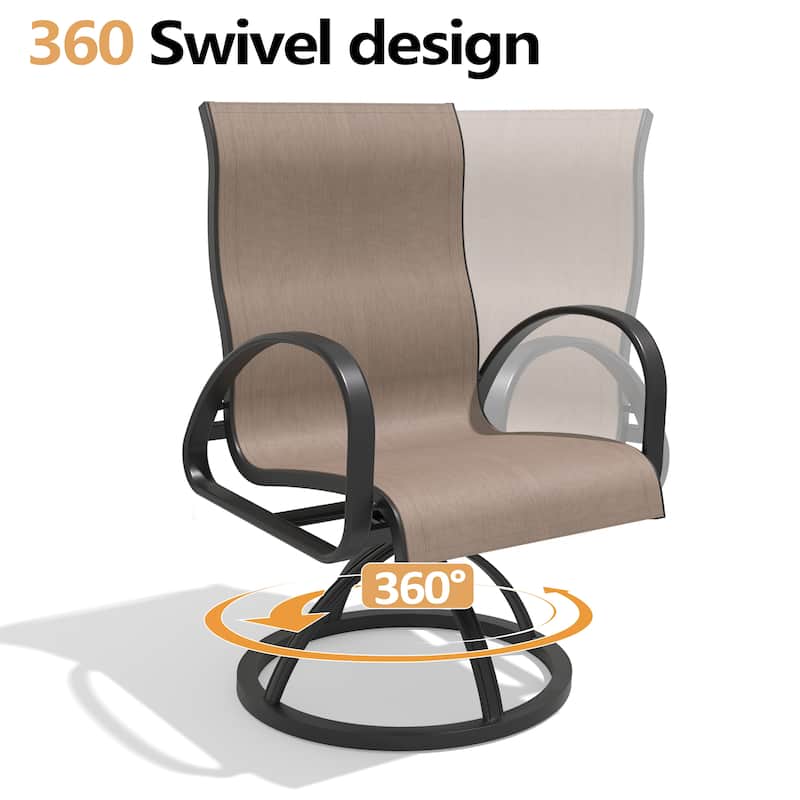 VredHom Outdoor Patio Aluminum Swivel Dining Chairs with Sunbrella Fabric