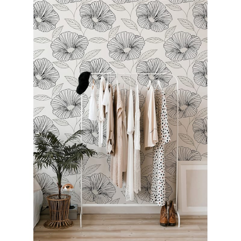 A-Street Prints Mythic Black Floral Wallpaper