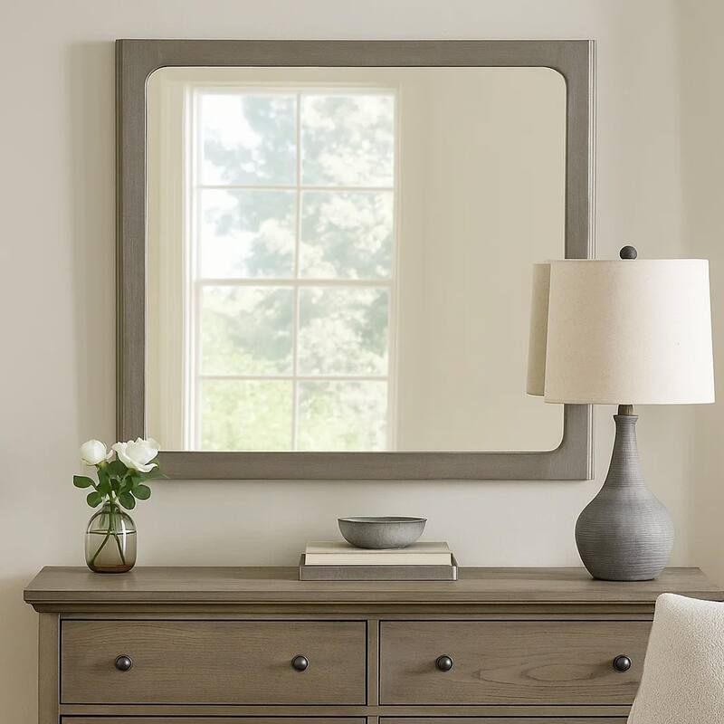 Thorne Dresser Mirror, Warm Gray Rubberwood, Beveled Edge, 40 Inch - Warm Gray