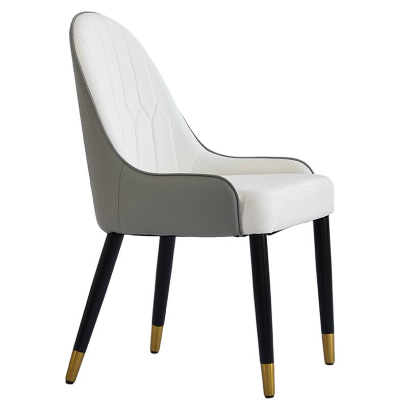 Modern 2 Piece PU Kitchen Dining Chair with Cushion, Solid Wood Metal Feet, Backrest for Dining Room Kitchen Living Room Bedroom